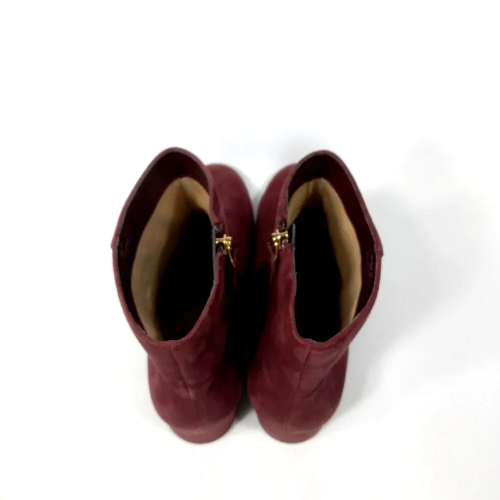 LAUREN RALPH LAUREN Wharton Women's Burgundy Studded Boots Size 9 B